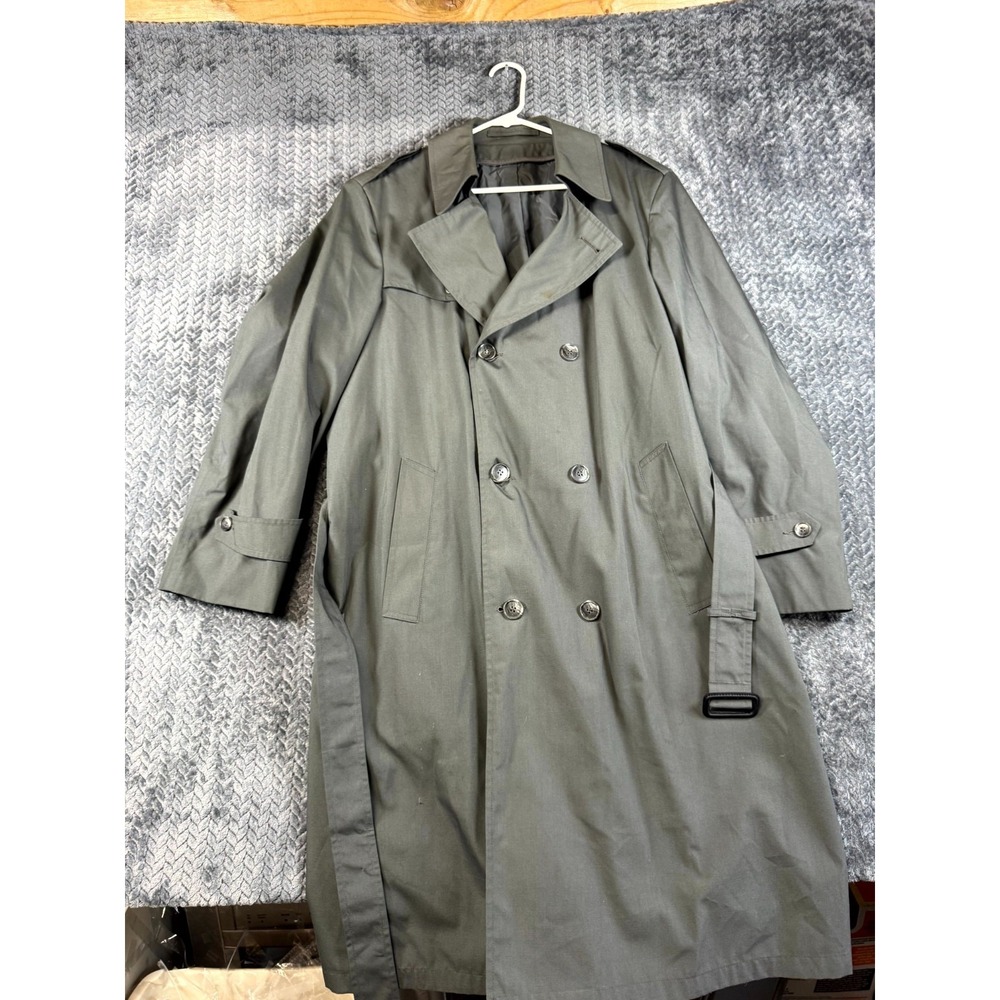 VTG Botany 500 Trench Coat Mens 42R Gray Belted Waist Notch Lapel Retro USA Made